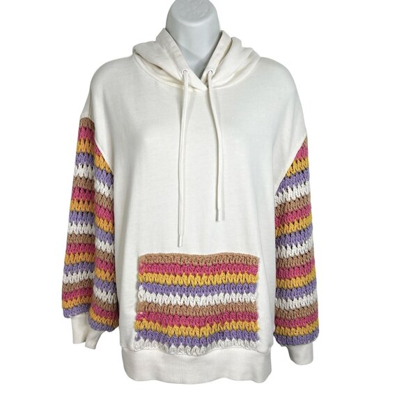Alice + Olivia Pocket Hoodie Pullover Ivory Multicolor Small - Picture 10 of 16